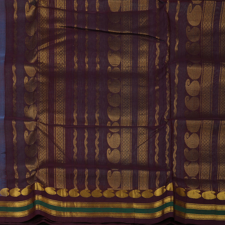 Hayagrivas Sky Blue Pure Ten Yards Silk Cotton Saree HBE839J6-5