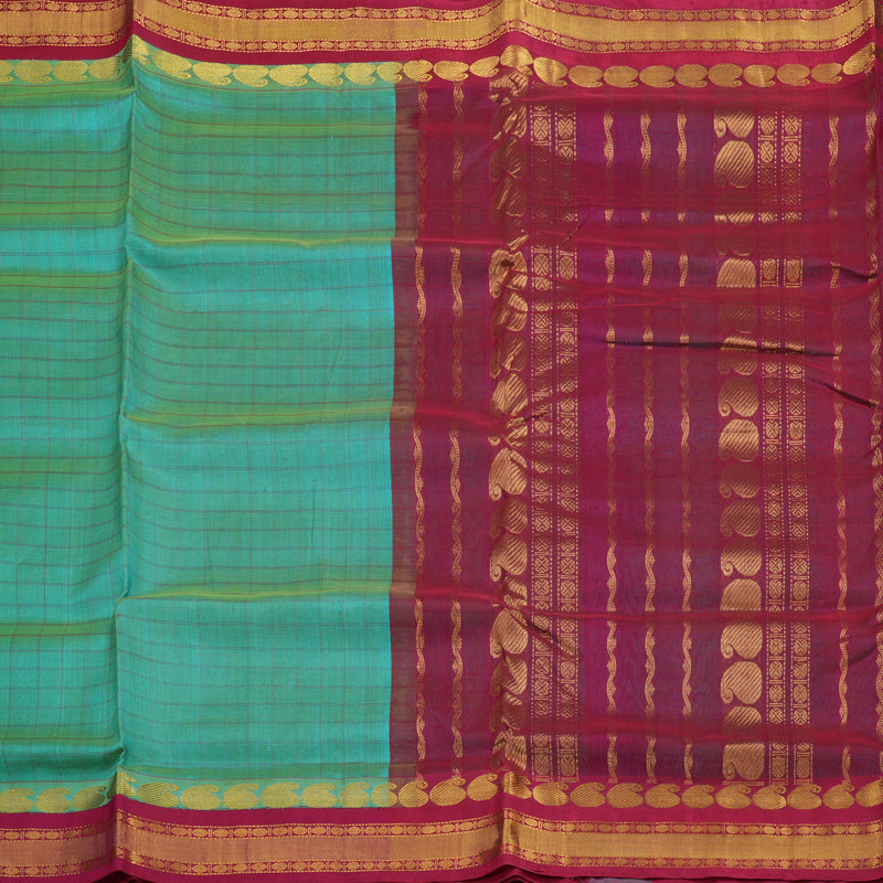 Hayagrivas Sky Blue Pure Ten Yards Silk Cotton Saree HBE839J7-1