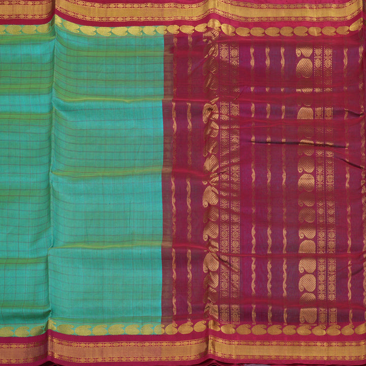 Hayagrivas Sky Blue Pure Ten Yards Silk Cotton Saree HBE839J7-1