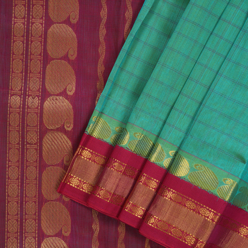 Hayagrivas Sky Blue Pure Ten Yards Silk Cotton Saree HBE839J7-1