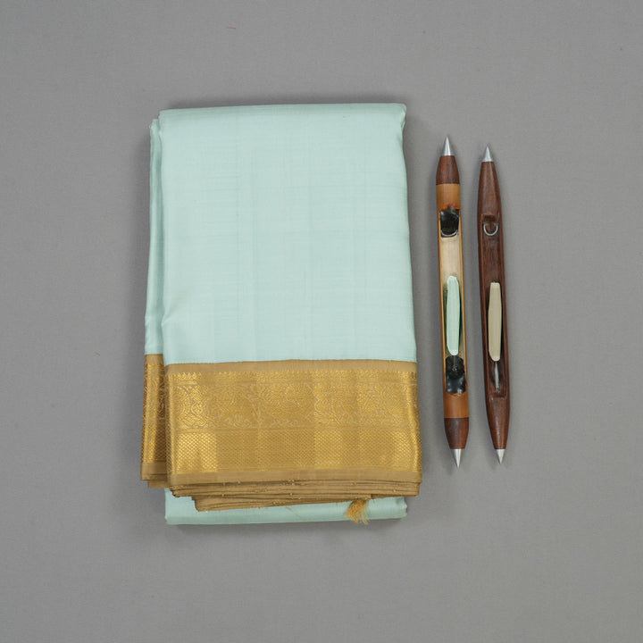 Hayagrivas Handloom Powder Blue Kanjivaram Silk Saree with Golden Beige Border HBE869J1-1