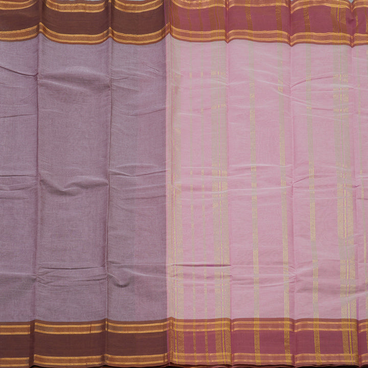 Hayagrivas Handloom Pure Cotton saree in soft Lilac with Baby pink HBE87D1-18