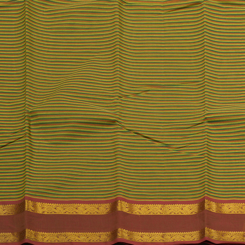 Hayagrivas Handloom Pure Cotton Saree in Green Stripes HBE87D1-23
