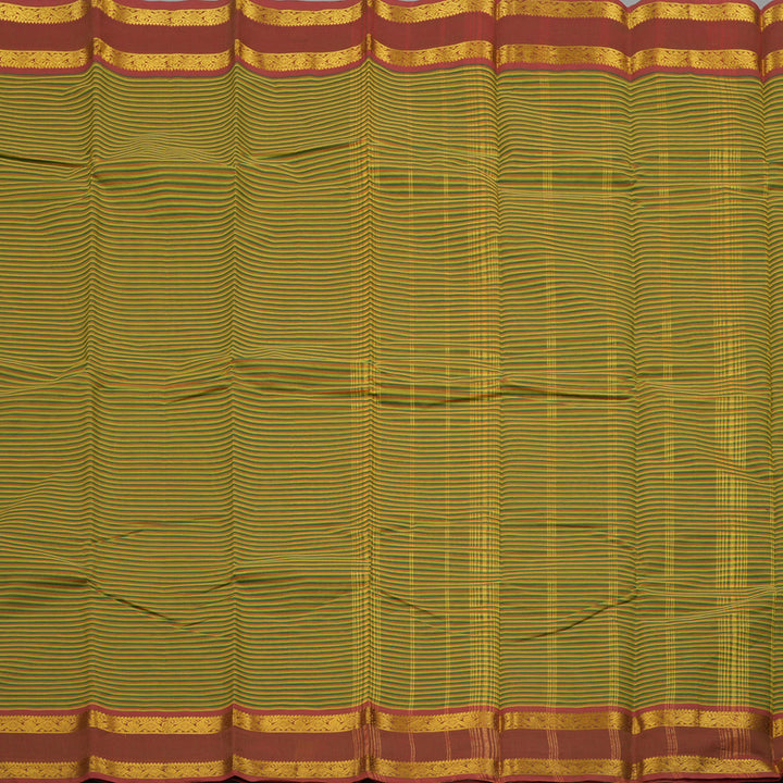 Hayagrivas Handloom Pure Cotton Saree in Green Stripes HBE87D1-23
