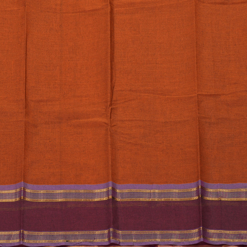 Hayagrivas Handloom Pure Cotton Saree in Peach Orange with Rust Orange HBE87D1-25