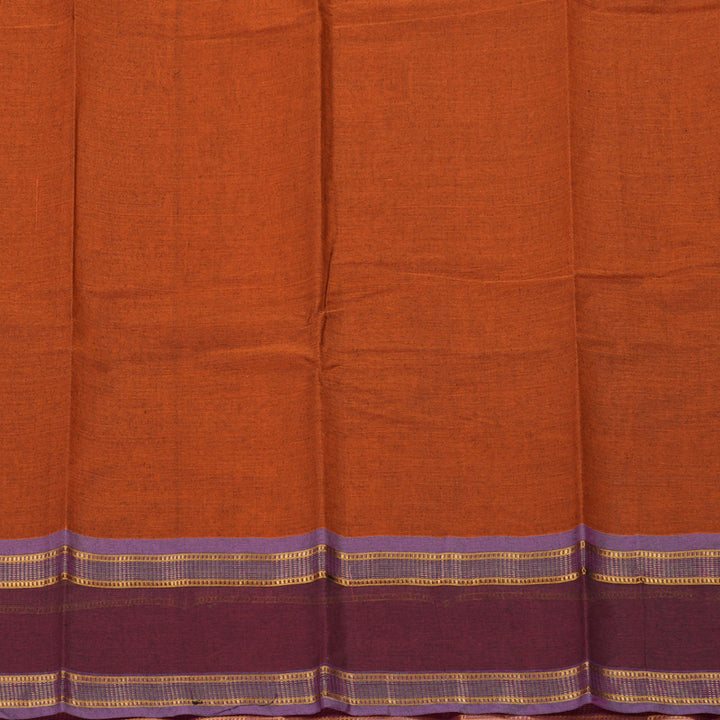 Hayagrivas Handloom Pure Cotton Saree in Peach Orange with Rust Orange HBE87D1-25