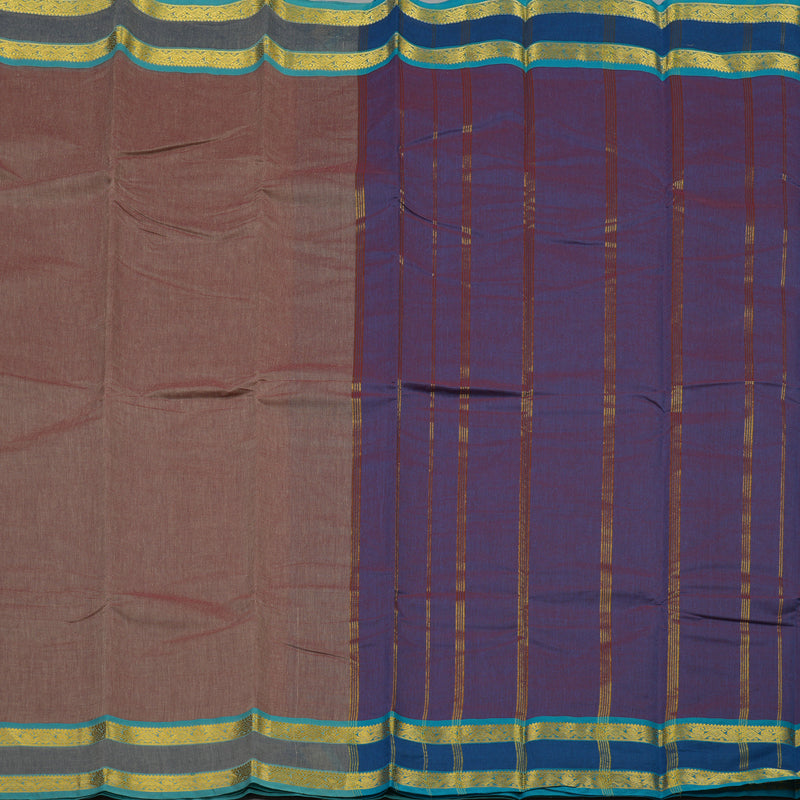 Hayagrivas Handloom Pure Cotton Saree in Light Brown with Purple HBE87D1-31