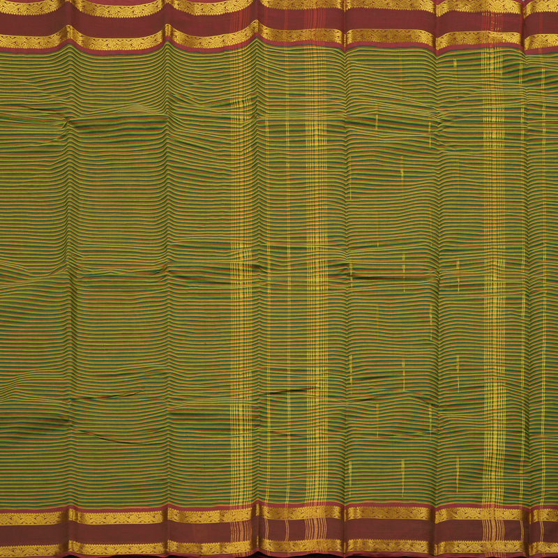 Hayagrivas Handloom Pure Cotton saree in Green with Maroon Stripes HBE87D1-36