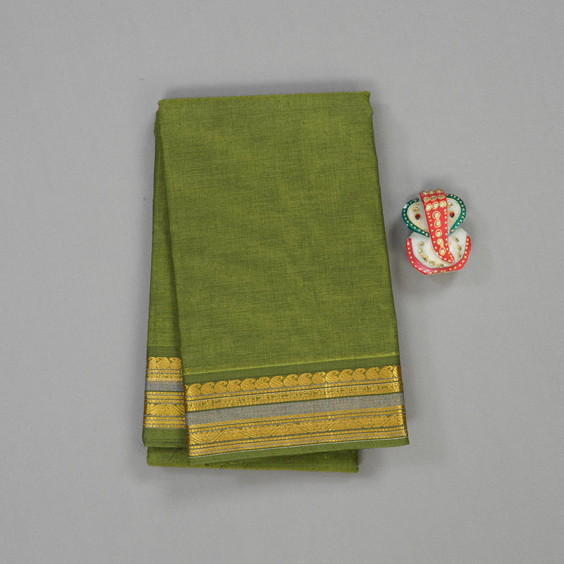 Hayagrivas Pure Cotton Saree in Mehandi Green HBE87D1-38