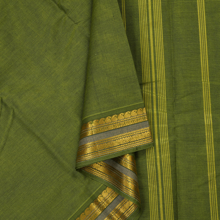 Hayagrivas Pure Cotton Saree in Mehandi Green HBE87D1-38