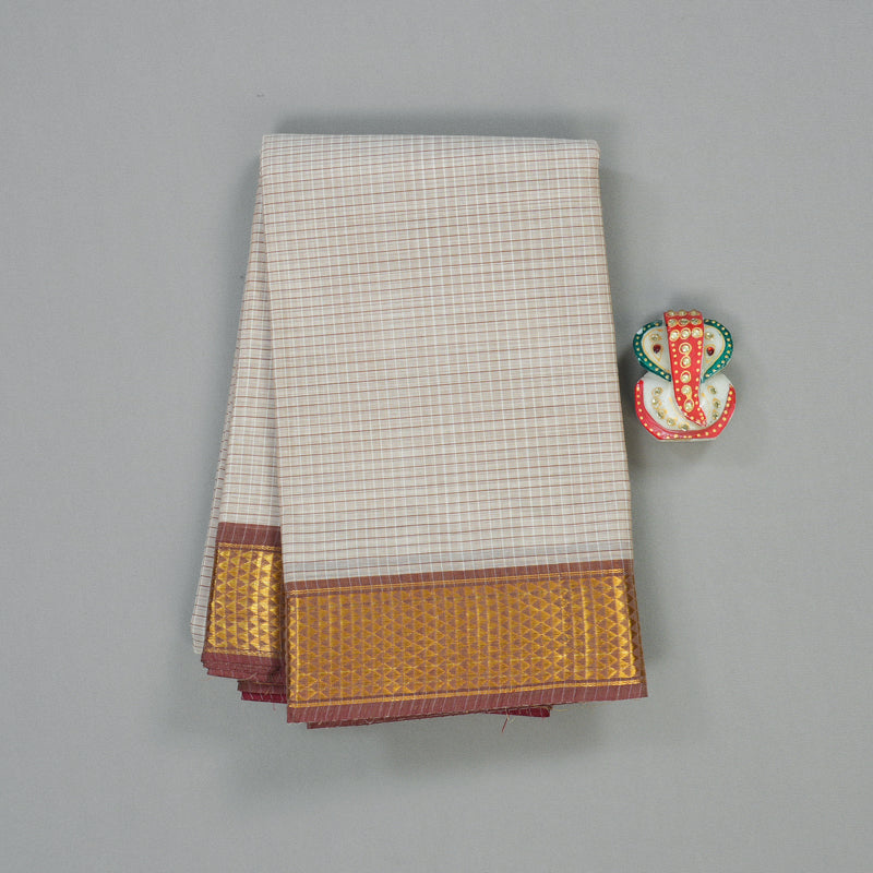 Hayagrivas Handloom Pure Cotton saree in Beige with Mild Red HBE87D1-40