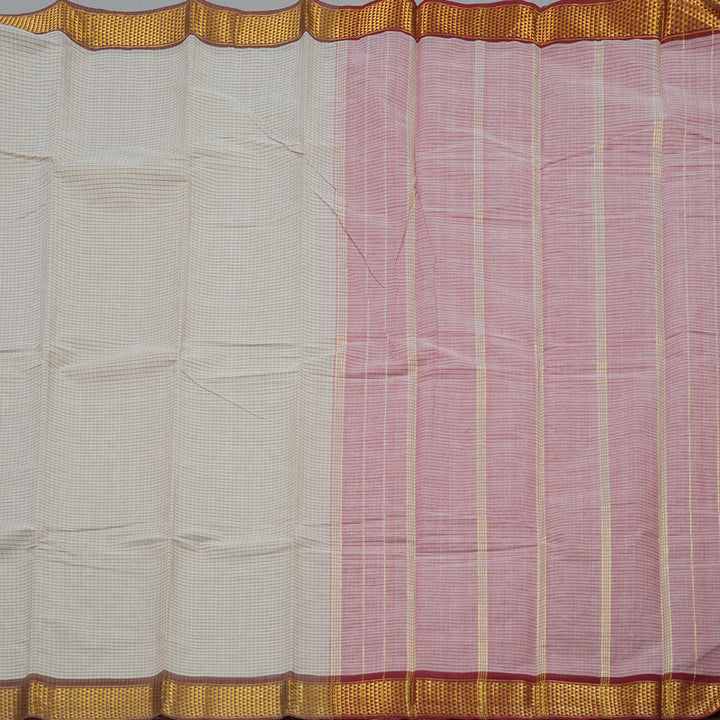 Hayagrivas Handloom Pure Cotton saree in Beige with Mild Red HBE87D1-40