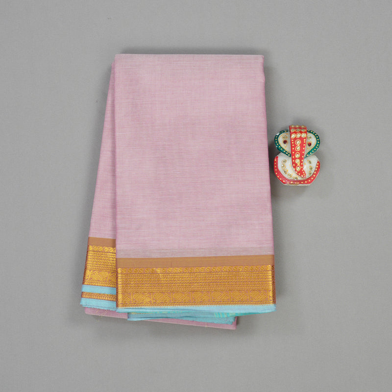 Hayagrivas Handloom Pure Cotton Saree in Subtle Baby Pink with Baby Blue HBE87D1-42