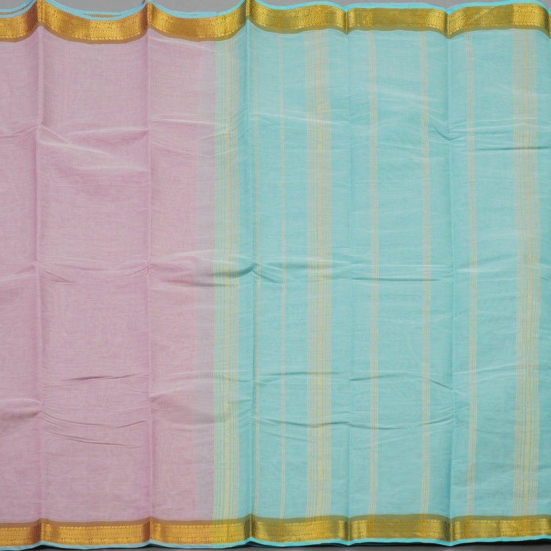 Hayagrivas Handloom Pure Cotton Saree in Subtle Baby Pink with Baby Blue HBE87D1-42