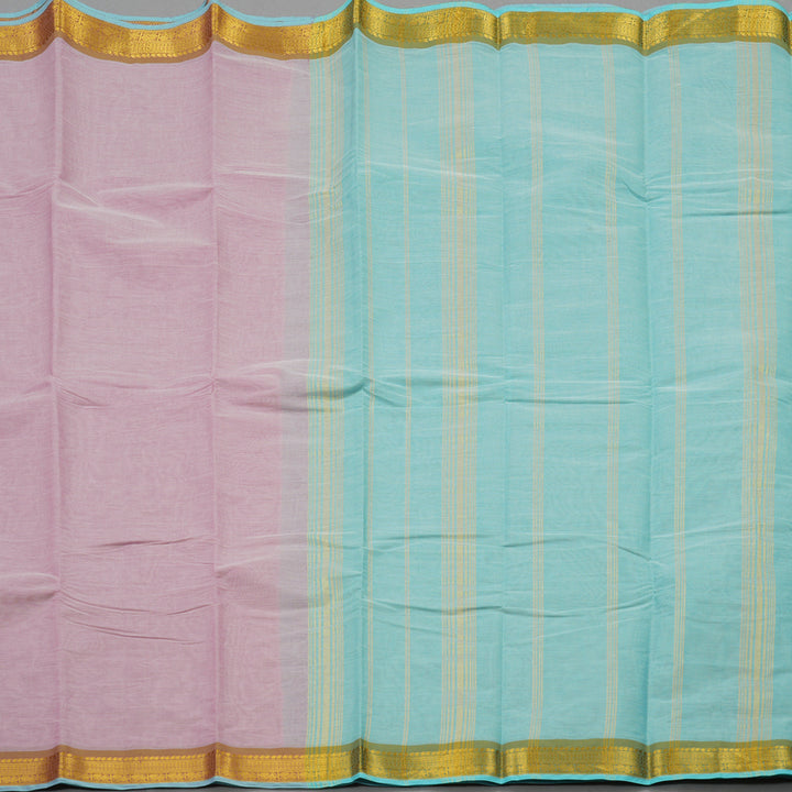 Hayagrivas Handloom Pure Cotton Saree in Subtle Baby Pink with Baby Blue HBE87D1-42