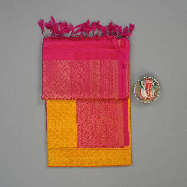 Hayagrivas Yellow & Orange Pure Soft Silk Saree HBE894K1-1