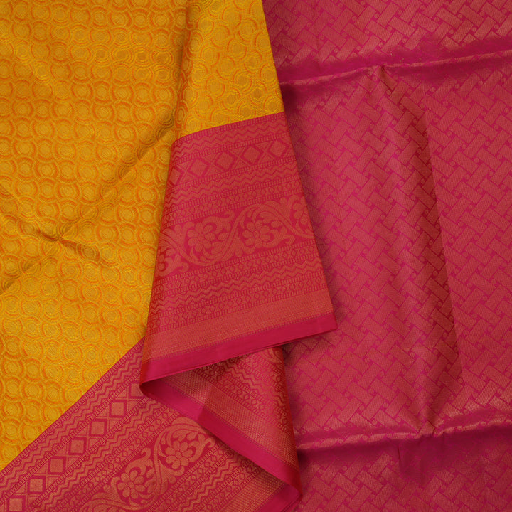 Hayagrivas Yellow & Orange Pure Soft Silk Saree HBE894K1-1