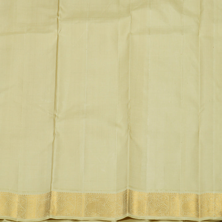 Hayagrivas Handloom Brick Orange Kanjivaram Silk Saree with Dark Ivory Border HBE919K1-1