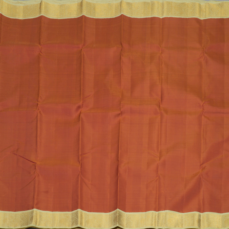 Hayagrivas Handloom Brick Orange Kanjivaram Silk Saree with Dark Ivory Border HBE919K1-1
