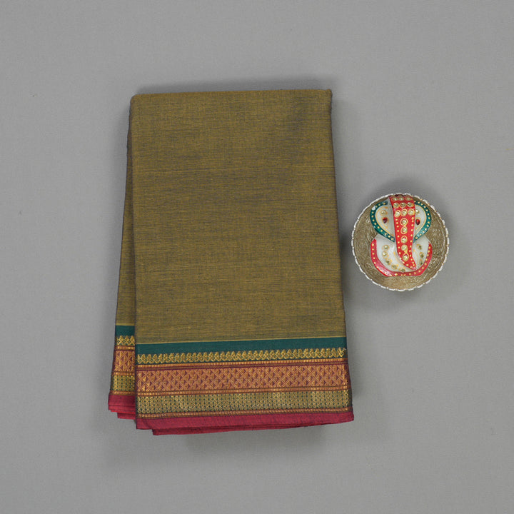 Hayagrivas Olive Green Pure Chettinad Cotton Saree HBE925K1-33