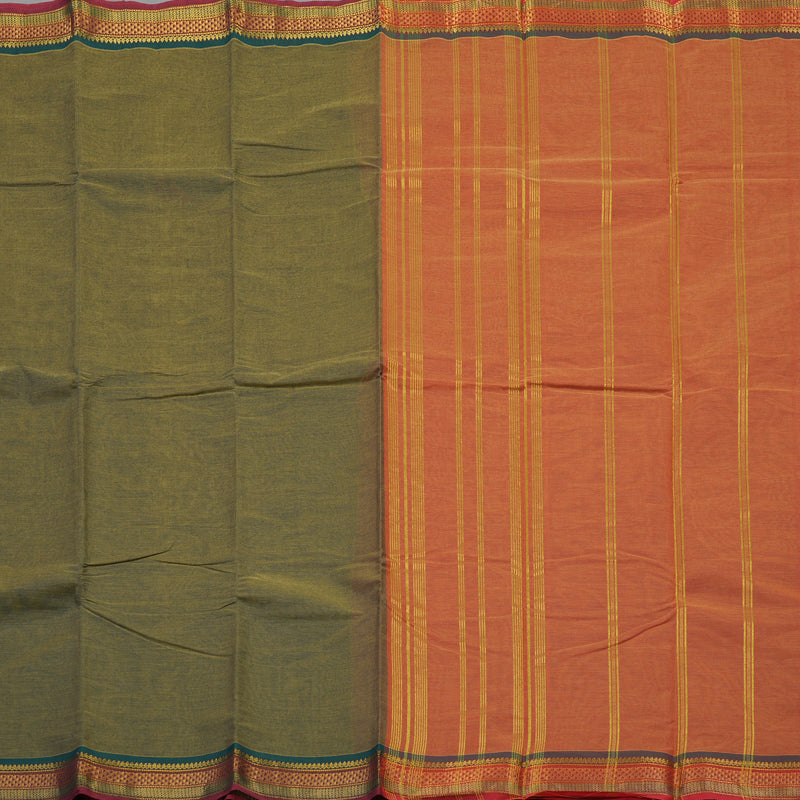 Hayagrivas Olive Green Pure Chettinad Cotton Saree HBE925K1-33