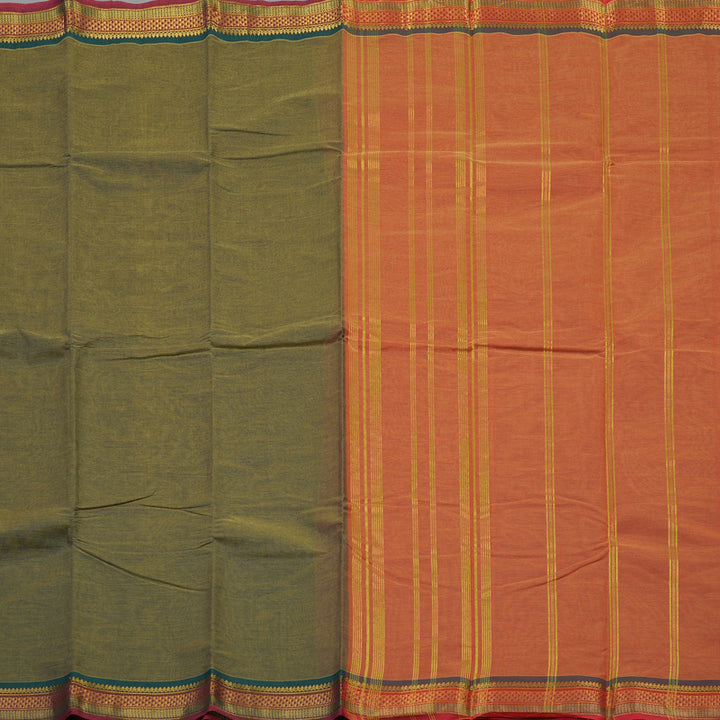 Hayagrivas Olive Green Pure Chettinad Cotton Saree HBE925K1-33