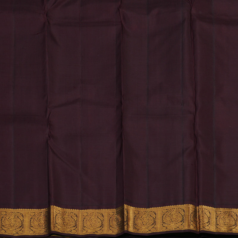 Hayagrivas Handloom Half White Kanjivaram Silk Saree with Deep Brown border HBE926K1-1