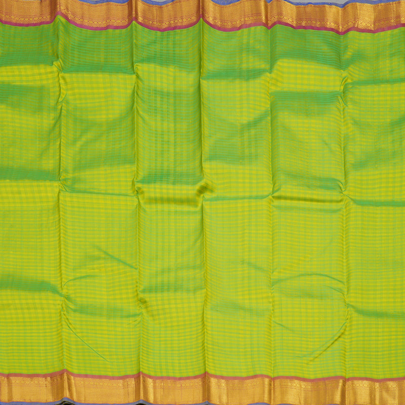 Hayagrivas Handloom Yellow & Green (Muted Checks) Kanjivaram Silk Saree with Mild Maroon border HBE939K1-1