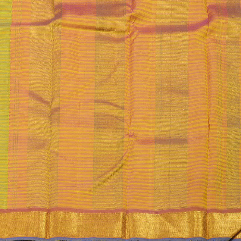 Hayagrivas Handloom Yellow & Green (Muted Checks) Kanjivaram Silk Saree with Mild Maroon border HBE939K1-1