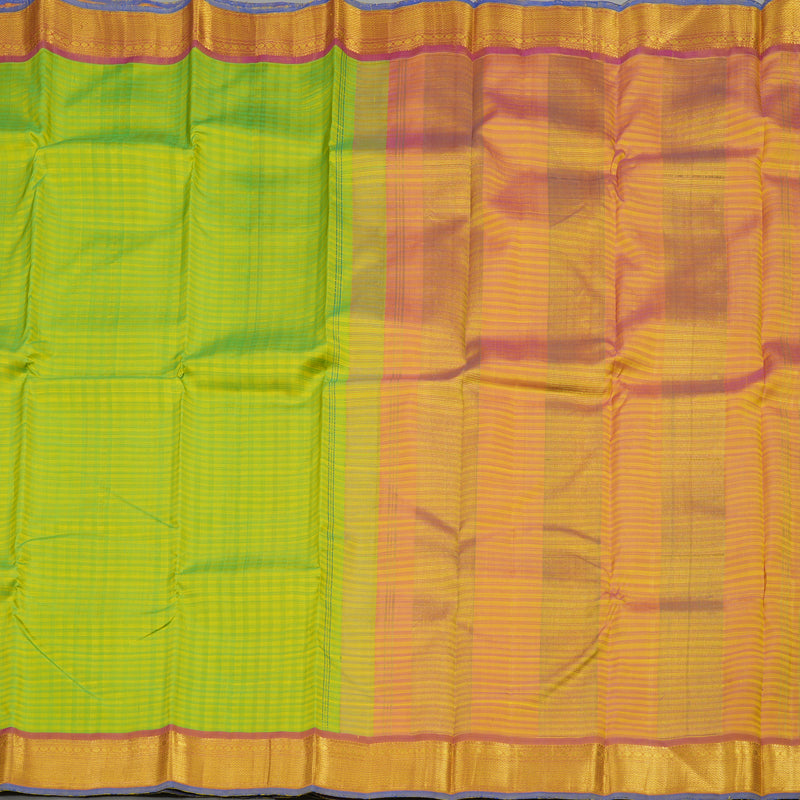 Hayagrivas Handloom Yellow & Green (Muted Checks) Kanjivaram Silk Saree with Mild Maroon border HBE939K1-1