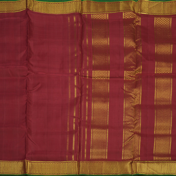 Hayagrivas Handloom Maroon Kanjivaram Ten Yards Silk Saree with Manthalir Selvedge HBE939K11-1