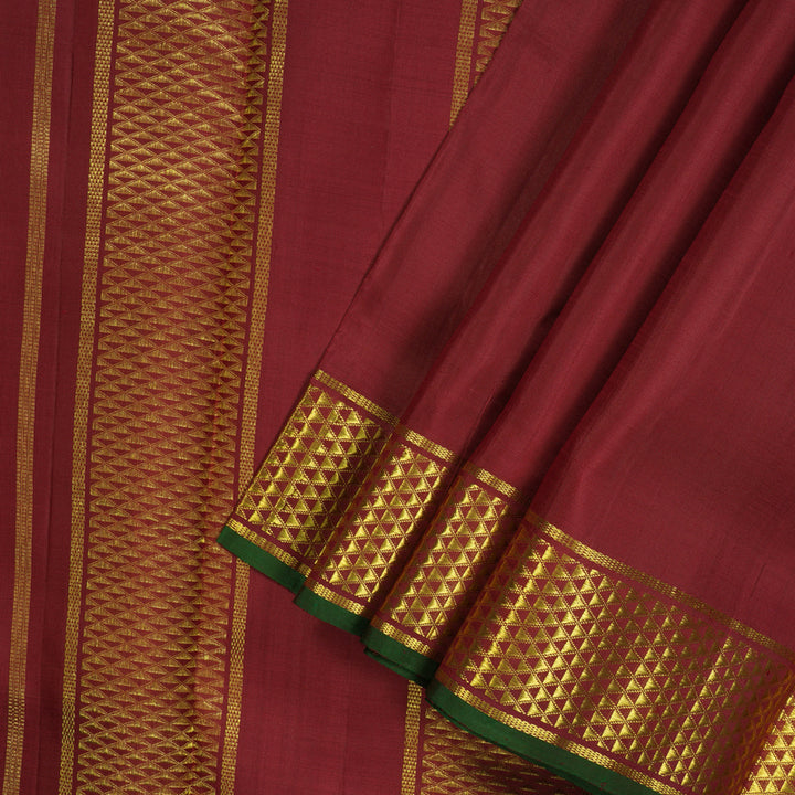 Hayagrivas Handloom Maroon Kanjivaram Ten Yards Silk Saree with Manthalir Selvedge HBE939K11-1