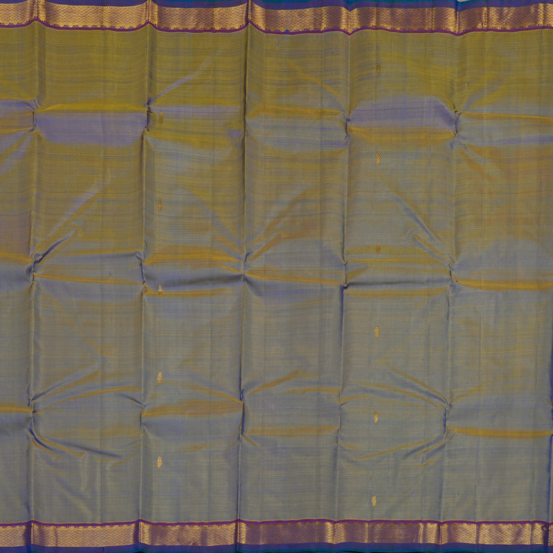 Hayagrivas Handloom Dual Tone (Blue & Yellow) Kanjivaram Silk Saree with Purple border HBE959K1-5