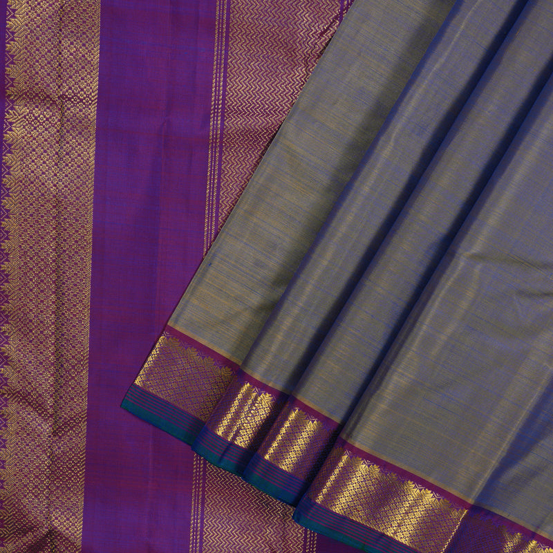 Hayagrivas Handloom Dual Tone (Blue & Yellow) Kanjivaram Silk Saree with Purple border HBE959K1-5