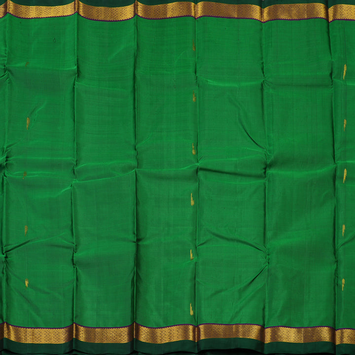 Hayagrivas Handloom Green Kanjivaram Silk Saree with Violet & Bottle Green border HBE960K1-11