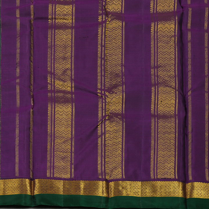 Hayagrivas Handloom Green Kanjivaram Silk Saree with Violet & Bottle Green border HBE960K1-11