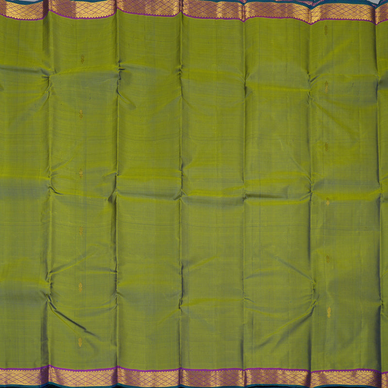 Hayagrivas Handloom Dual Tone (Lemon Yellow & Blue) Kanjivaram Silk Saree HBF100D1-7