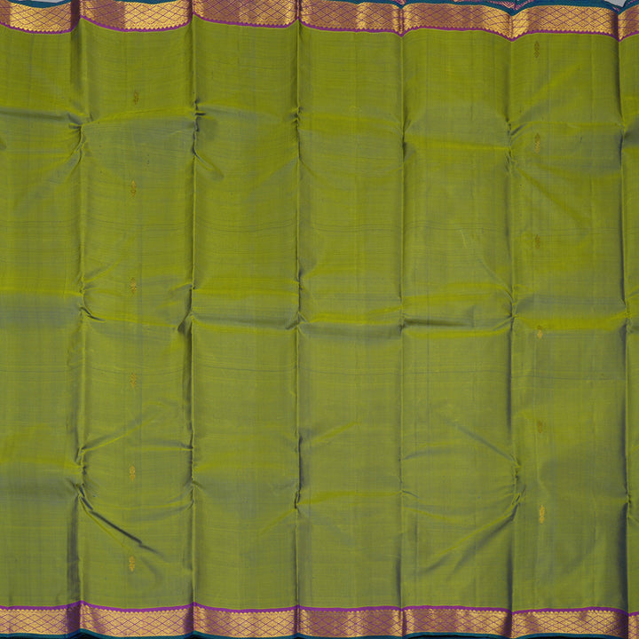 Hayagrivas Handloom Dual Tone (Lemon Yellow & Blue) Kanjivaram Silk Saree HBF100D1-7
