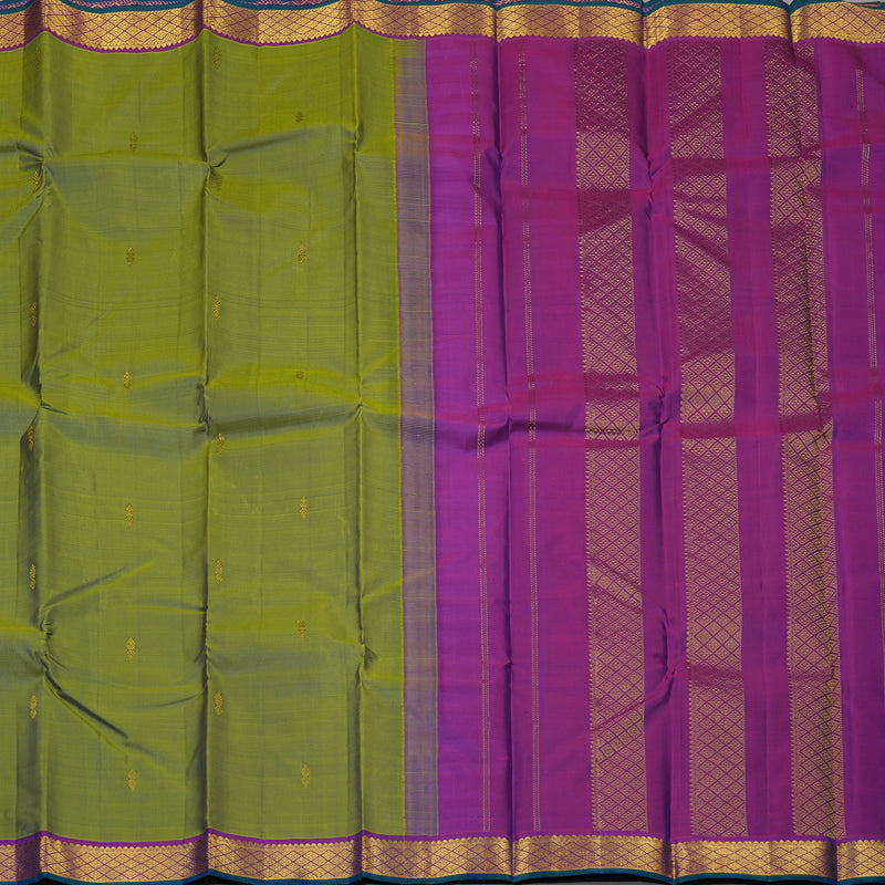 Hayagrivas Handloom Dual Tone (Lemon Yellow & Blue) Kanjivaram Silk Saree HBF100D1-7
