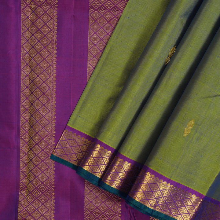 Hayagrivas Handloom Dual Tone (Lemon Yellow & Blue) Kanjivaram Silk Saree HBF100D1-7