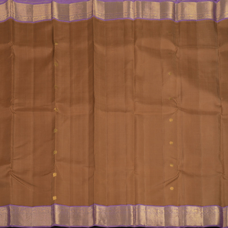 Hayagrivas Handloom Chocolate Brown Kanjivaram Silk Saree with Lavendar Border HBF102D1-1