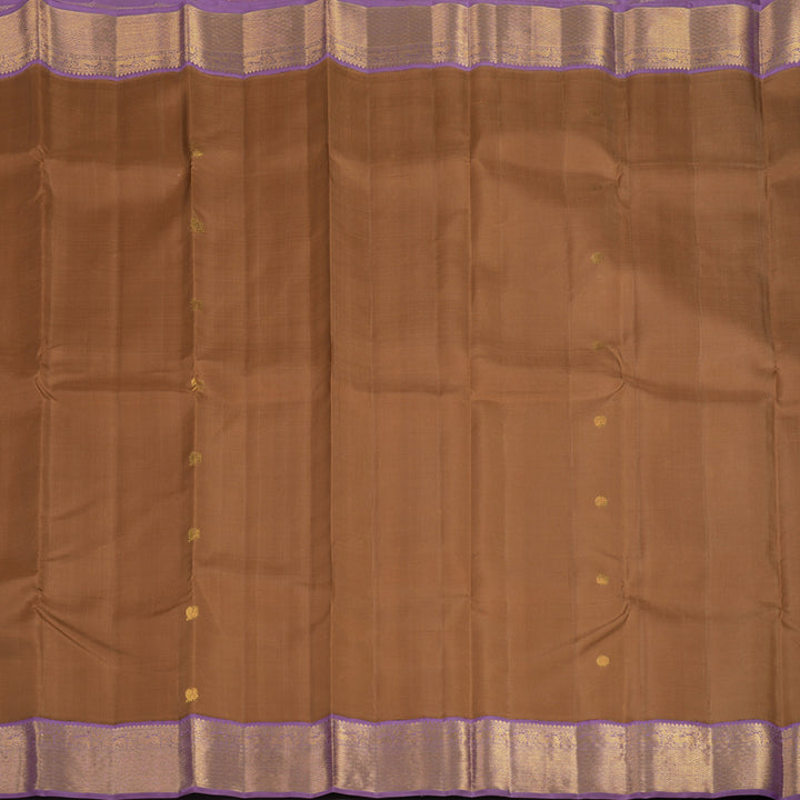 Hayagrivas Handloom Chocolate Brown Kanjivaram Silk Saree with Lavendar Border HBF102D1-1