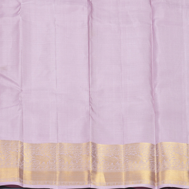 Hayagrivas Handloom Grey Kanjivaram Silk Saree with Lilac Border HBF1422J1-1