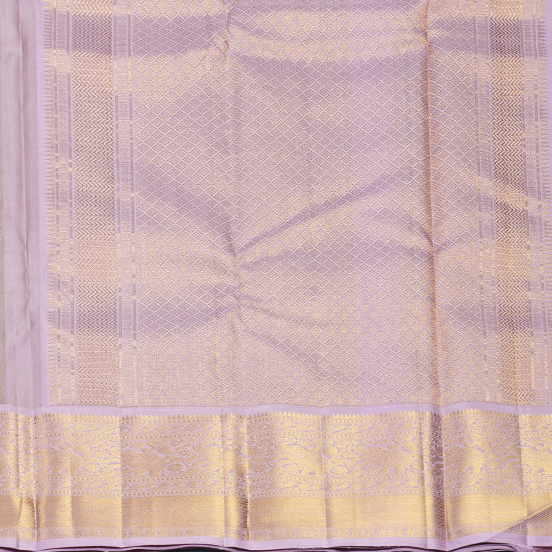 Hayagrivas Handloom Grey Kanjivaram Silk Saree with Lilac Border HBF1422J1-1