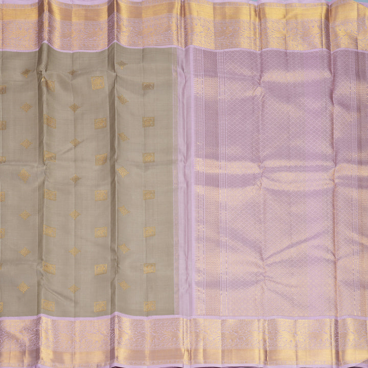 Hayagrivas Handloom Grey Kanjivaram Silk Saree with Lilac Border HBF1422J1-1