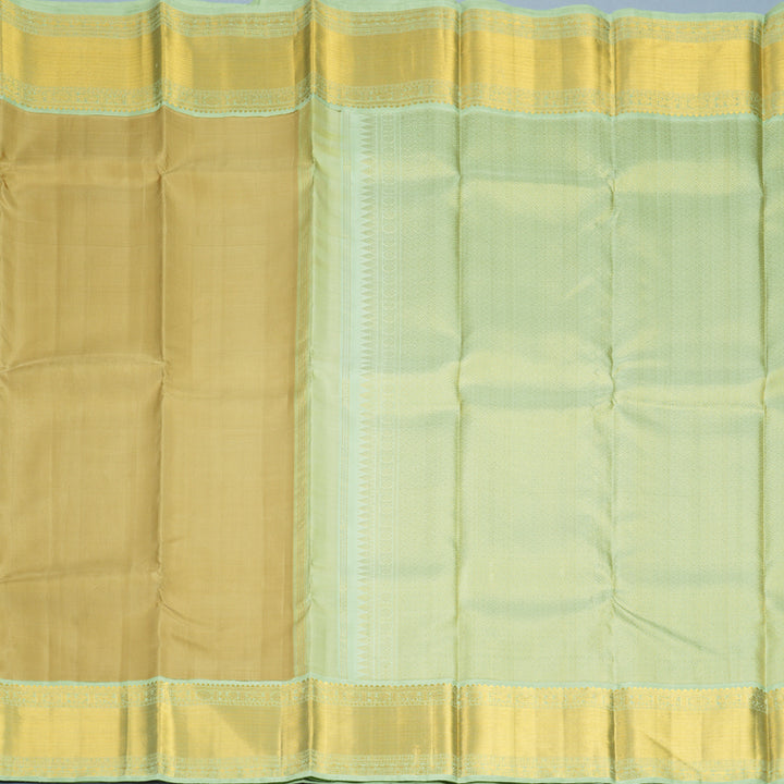 Hayagrivas Handloom Sandal Beige Kanjivaram Silk Saree with Pista Green Border HBF1422J2-2