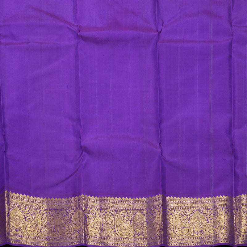 Hayagrivas Handloom Parrot Green Kanjivaram Silk Saree with Purple Border HBF299E1-1