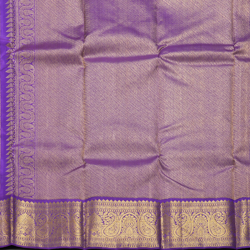 Hayagrivas Handloom Parrot Green Kanjivaram Silk Saree with Purple Border HBF299E1-1