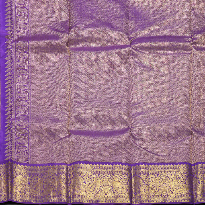 Hayagrivas Handloom Parrot Green Kanjivaram Silk Saree with Purple Border HBF299E1-1