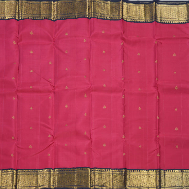 Hayagrivas Handloom Maroonish-Pink Kanjivaram Silk Saree with Navy Blue Border HBF302E1-1